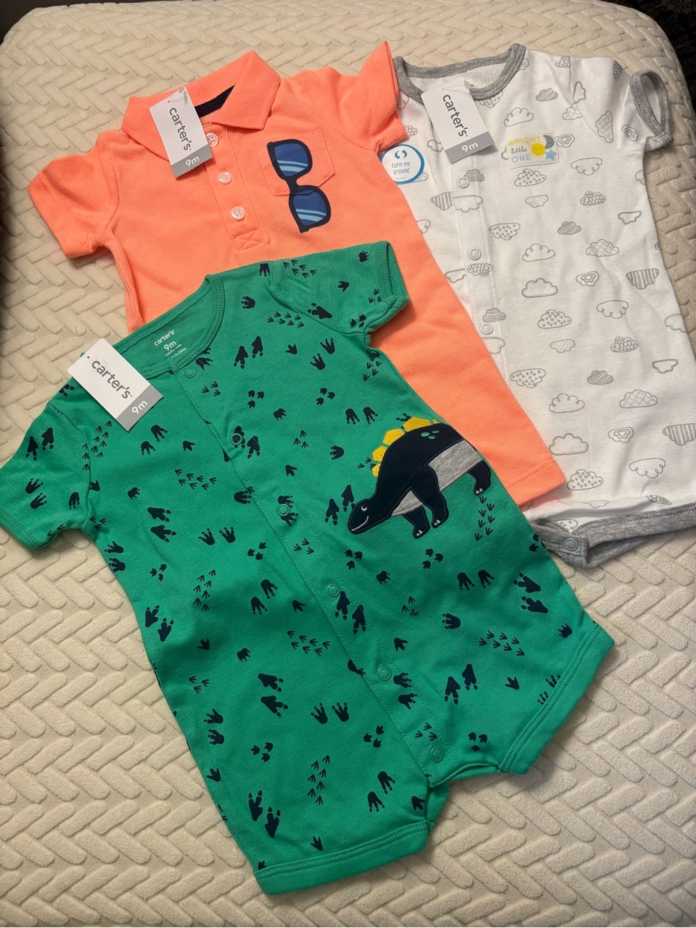 Carter’s Three Bundle Short Sleeve Romper Outfits (9months) New